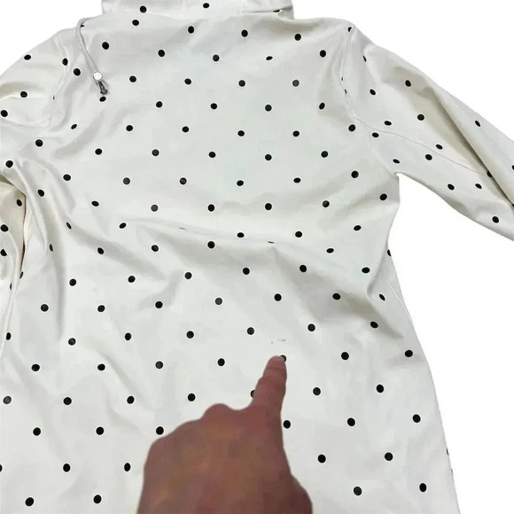Joules Women's EU size XS White Polka Dot Hooded Raincoat Casual Spring - Picture 6 of 12